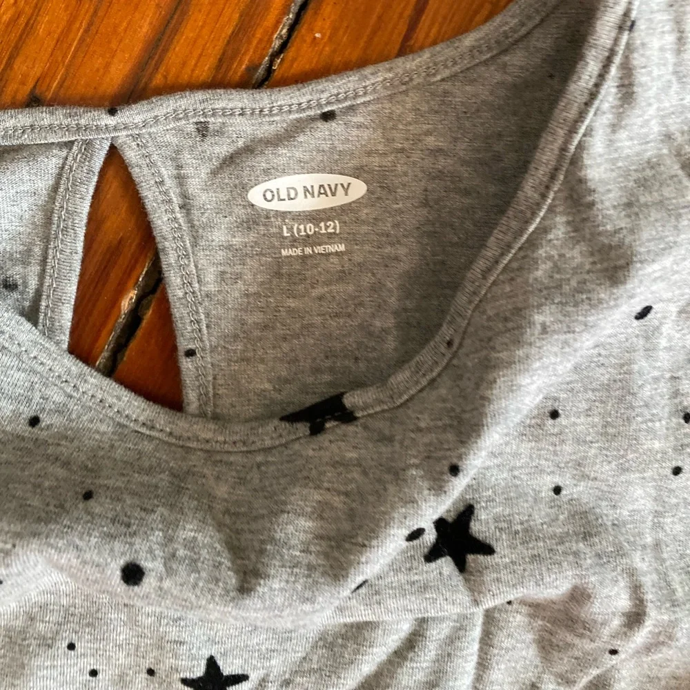 Old Navy Fit & Flare Grey/Gray Starred Dress Size Large (10-12) Girls